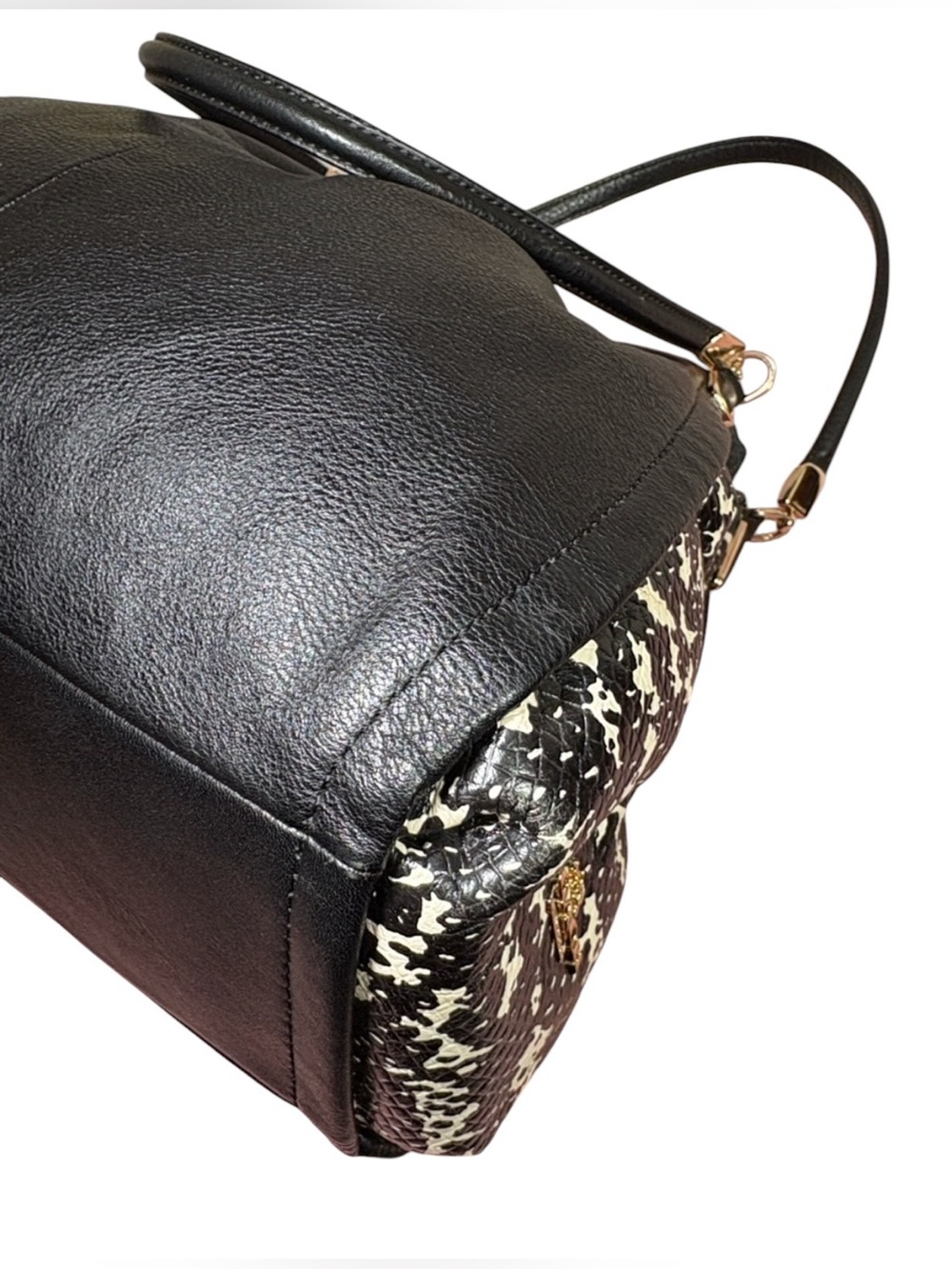 Coach Madison Phoebe Shoulder Bag Black Two-Tone Python Embossed Leather EUC - Picture 7 of 11